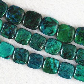 

Hot sale high quality chrysocolla stone 12mm 14mm square shape wholesale price diy loose beads for jewelry making 15inch B502