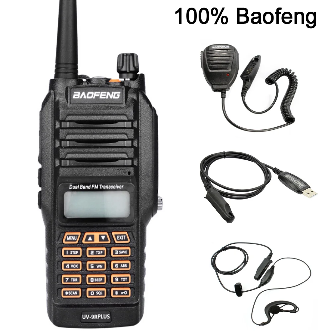 Baofeng UV-9R Plus водонепроницаемый Walkie Talkie 5 Вт Мощный двухсторонний радио Двухдиапазонный портативный 10 км большой диапазон UV9R CB портативное радио