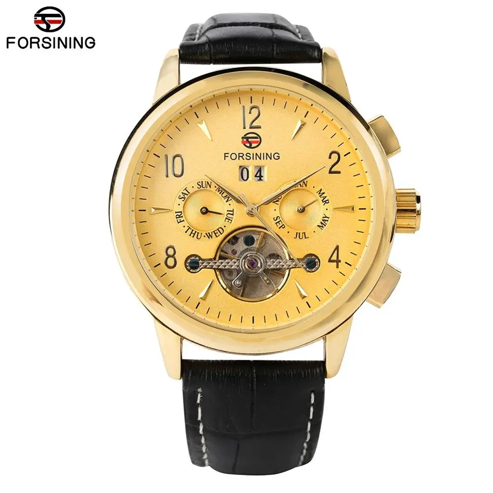 

Business Mens Tourbillon Automatic Mechanical Watches Fashion Gold Dial Mechanical Watch for Teenagers Gift Watch for Man