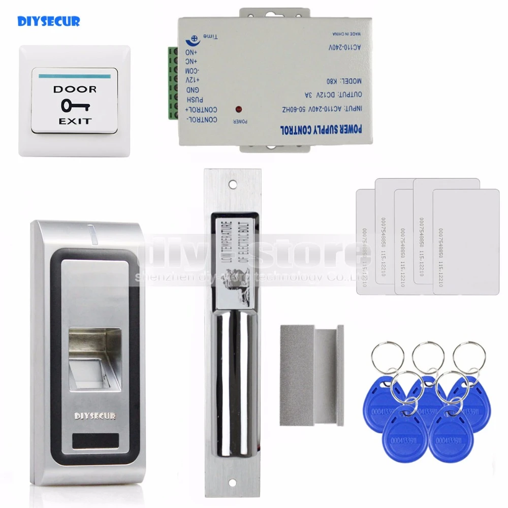 us $107.63 19% off|diysecur fingerprint 125khz rfid id card reader door  access control system kit + electric bolt lock|electric bolt lock|bolt