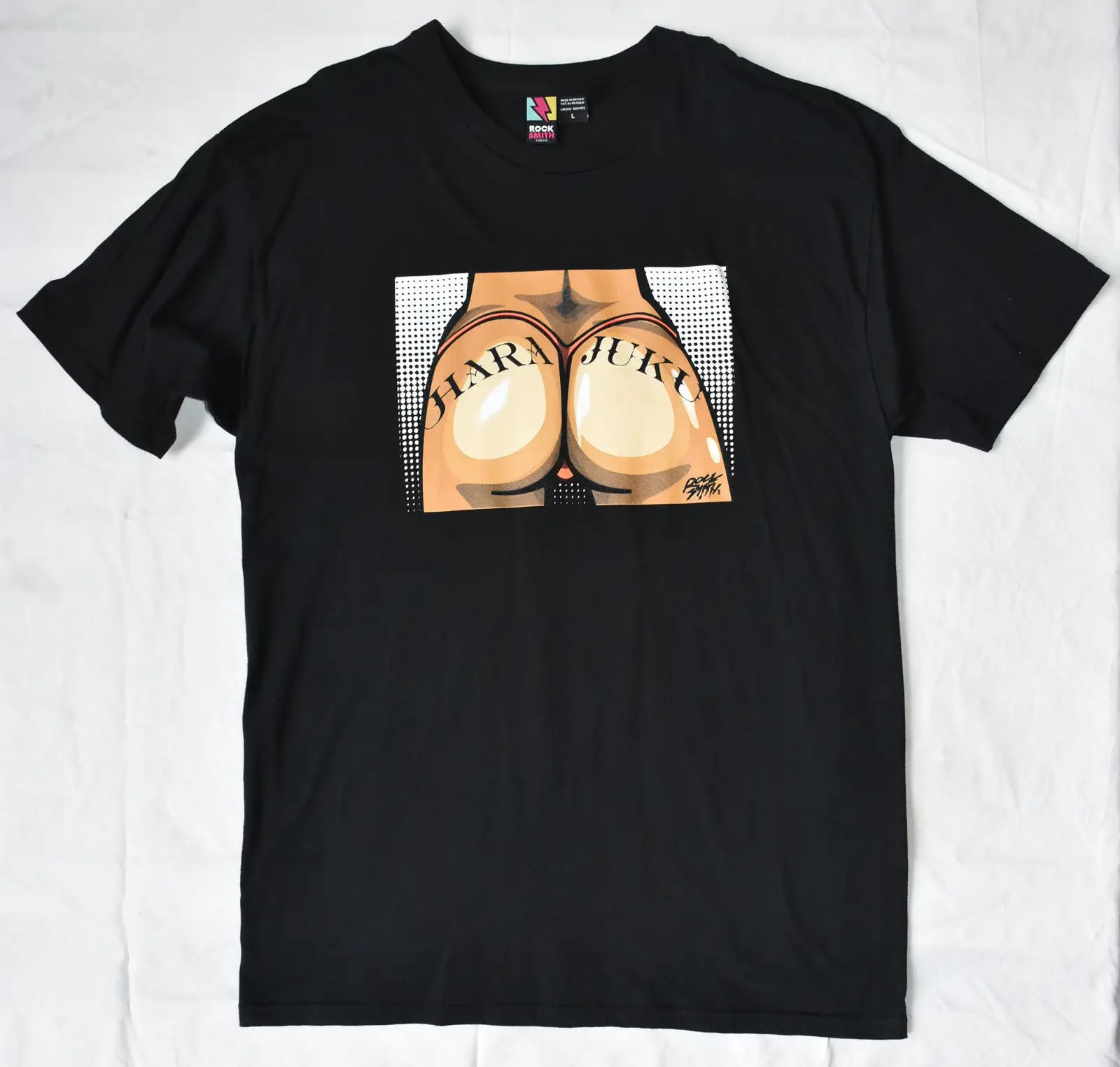 

New Rocksmith Tokyo Hara Juku Tee T-Shirt in Black L Large 2019 Summer New Brand T Shirt Men Hip Hop Men T-Shirt