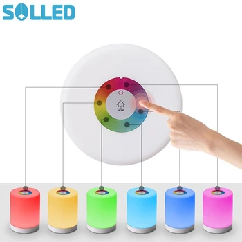 

SOLLED Portable 7 Colors LED Night Light USB Romantic Cylinder Table Lamp Touch Dimmable Camping Lantern