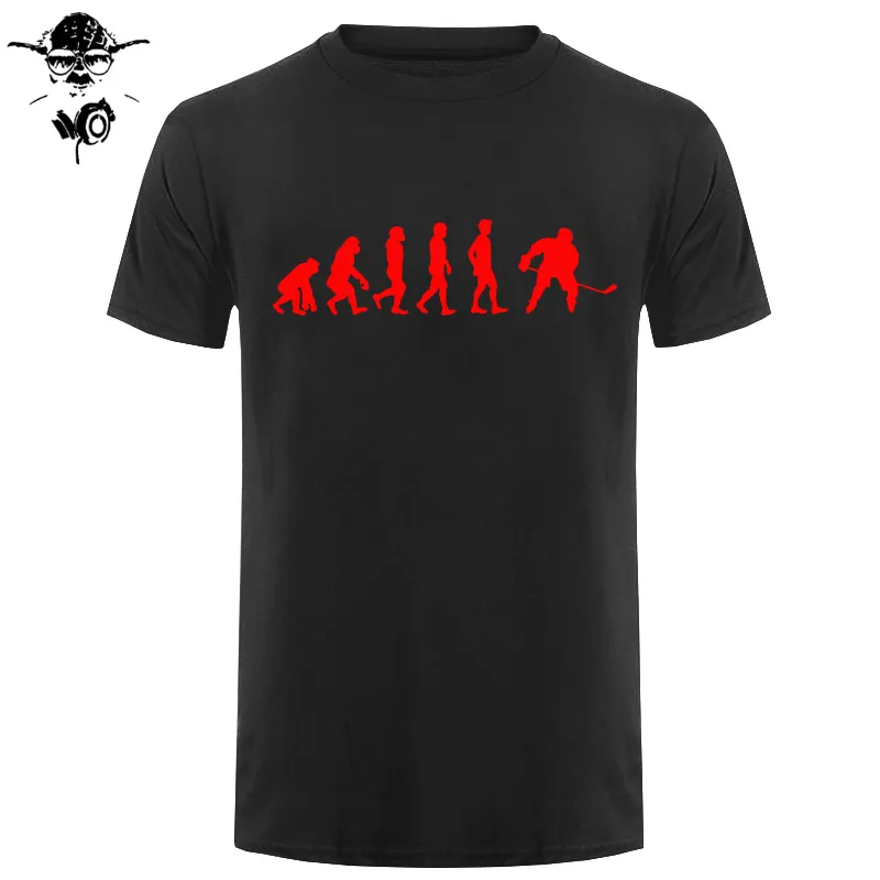 Evolution Of Ice Hockeyer, Молодежный топ, Клубная хлопковая футболка, забавные подарки на день рождения для ледяного хоккейного игрока, Мужская футболка с коротким рукавом, футболка - Цвет: black red