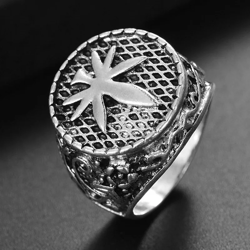 

Punk Trendy Maple Leaf Signet Finger Ring For Men Women Personalized Vintage Jewelry Male Silver Color Rings