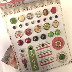 Милые рождественские жемчужные металл с эпоксидным покрытием штифты для скрапбукинга pin набор с бирка из картона DIY Украшение круглые мини