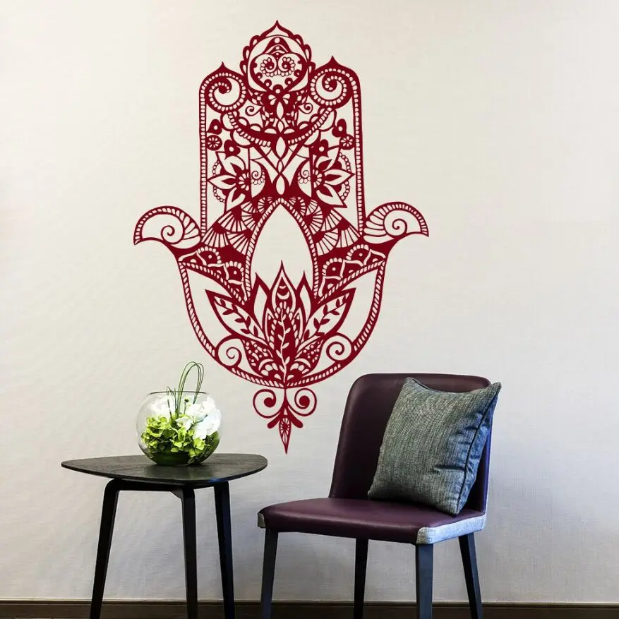 

Hamsa Wall Decal Indian Buddha Yoga Vinyl Sticker Fatima Ganesh Lotus Patterns Wall Decals Hamsa Hand Fish Eye Wall Mural AY045