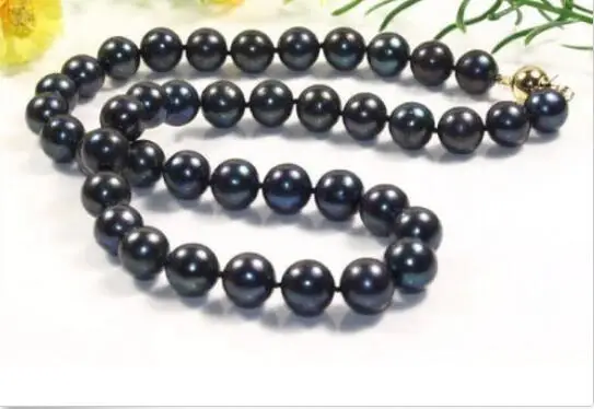 

Free shipping hot sale Women Bridal Wedding Jewelry >>2016 PERFECT GORGEOUS 17"9-10MM TAHITIAN NATURAL BLACK PEARL NECKLACE AAA