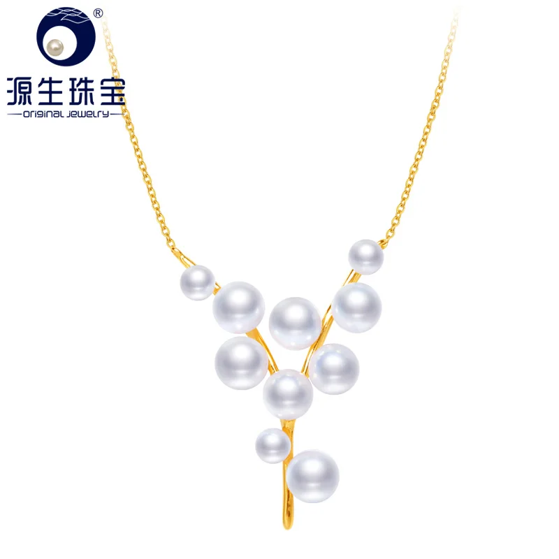

[YS] 925 Sterling Silver 3-5mm White Pearl Necklace Chinese Freshwater Pearl Necklace Jewelry