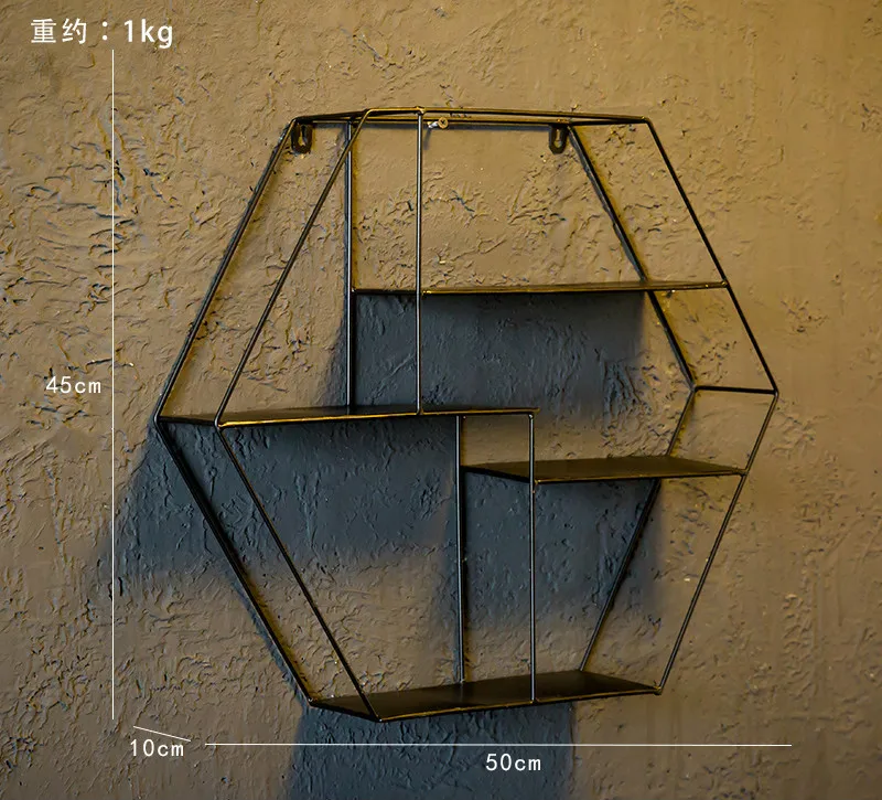 Настенная полка, украшение из кованого железа, настенная подвесная, в скандинавском стиле, для гостиной, спальни, украшение для дома, многофункциональная настенная полка - Цвет: A1--black