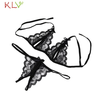 

Ladies Underwear Sets Bra Women Lace Sexy G-string Lingerie Black Exotic Babydoll Bra Panty Conjunto Lenceria Mujer 18Jan15