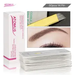 50 шт. игла для нанесения татуировки PCD 14pin Agujas Para Microblading Aiguille Tatouage Татуировка игла микро Blading поставка Татуировка микро Needling