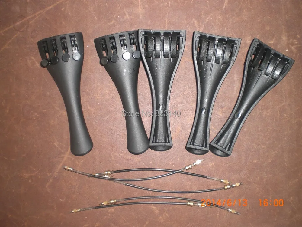 

5 PCs Carbon Fiber Violin Tail piece with fine tuner & 5 pcs violin tail guts