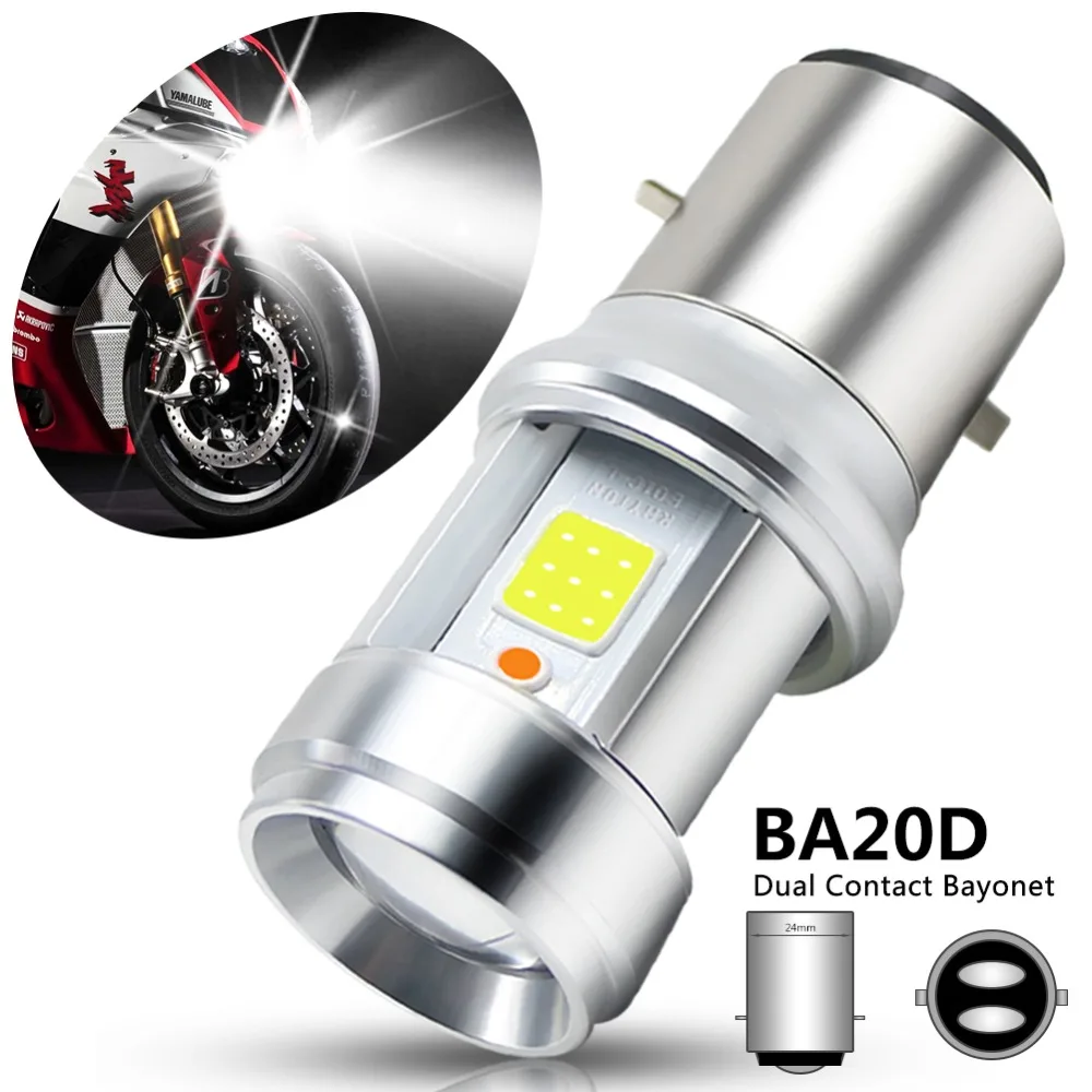 1pc BA20D LED Motorcycle Light COB Glass Lens LED Motorcycle Headlight