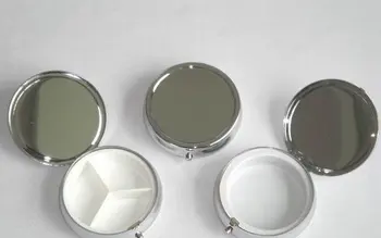 

Free Shipping 10pcs Metal Pill boxes DIY Medicine Organizer container silver