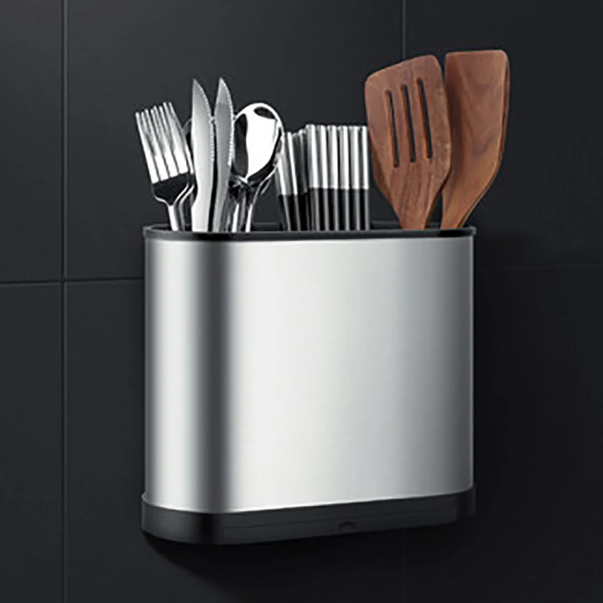 

Stainless Steel Spoon Fork Storage Rack Wall-mounted Kitchen Utensils Drain Holder Shelf Chopsticks Cage Container Box Household