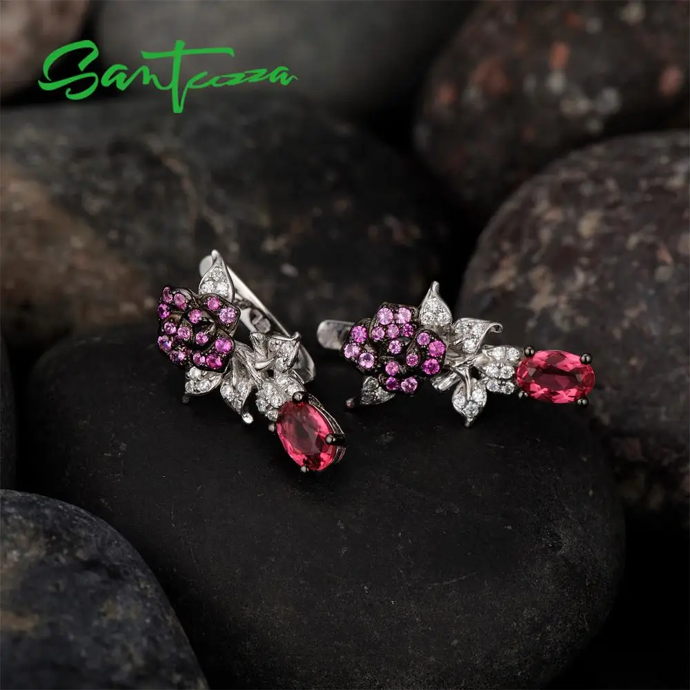 SANTUZZA серебряные серьги для женщин Настоящее серебро 100% 925 пробы нежный цветок