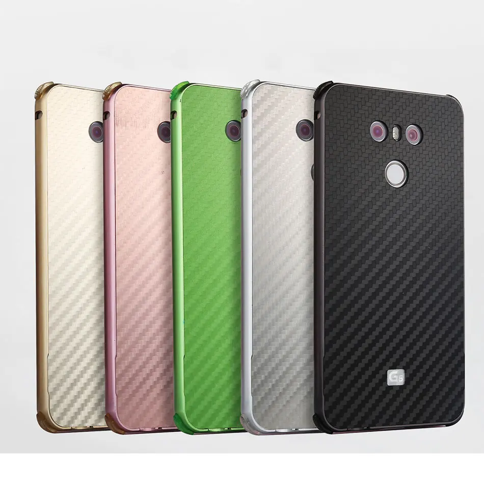 

Luxury Metal case For LG G6 Aluminum Frame & Carbon Fiber Brushed Back Cover For LG V10 V20 Shockproof Protective Shell Capa