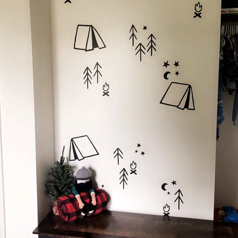 camping wall art stickers