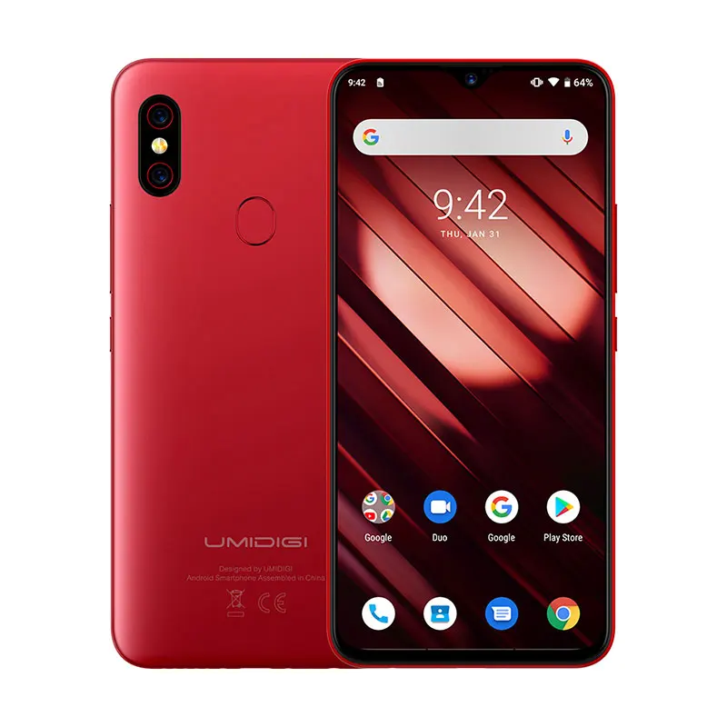 UMIDIGI F1 Play Android 9,0 6 ГБ ОЗУ 64 Гб ПЗУ 48мп+ 8МП+ 16Мп камеры 5150 мАч 6," FHD+ Helio P60 глобальная версия смартфон двойной 4G - Цвет: Red