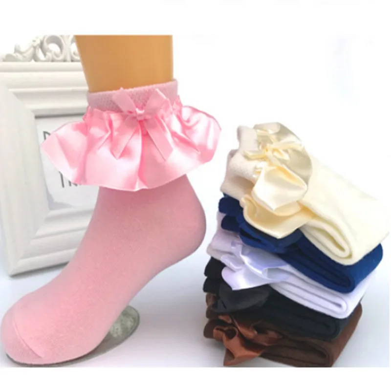 1 Pair Girls Cotton Lace Ankle Socks School Frilly All Sizes Availabla