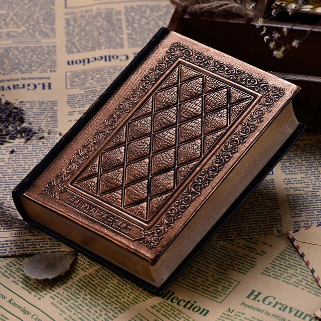 European Vintage Emboss Hardcover Notebook Luxury Leather Cover Black Gold Diary Journal Book Office School Stationery Supplies Bronze