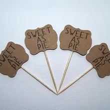 Пользовательские печатные текст сладкий как пирог деревенский Свадебный кекс топперы шикарный свадебный душ День Рождения украшения пончик выбор