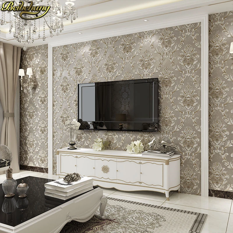 

beibehang papel parede 3D European Damask Wallpaper for living room Embossed Luxury Damascus Wall Paper roll Home Decor bedroom