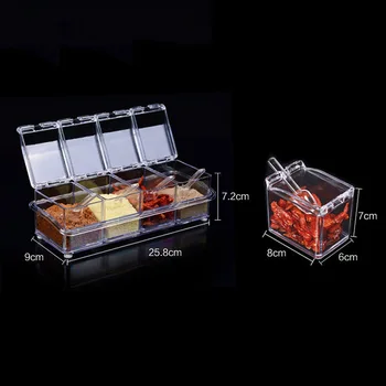 

4Pcs Acrylic Table Spice Set Seasoning Box Spice Jar Bottle Condiment Storage Jar Kitchen Supplies can CSV