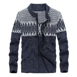 Новый Для мужчин свитер осень-зима теплый кашемир на молнии пуловер свитера человек Повседневное трикотаж тянуть homme большой Размеры