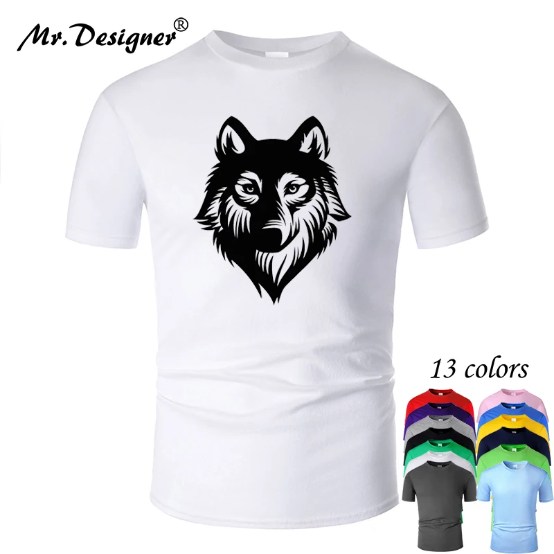 

Wolf Line Art O Neck Cotton T Shirt Men Unisex Summer Short Sleeve Designed Casual New Fashion Women Top tees m01013