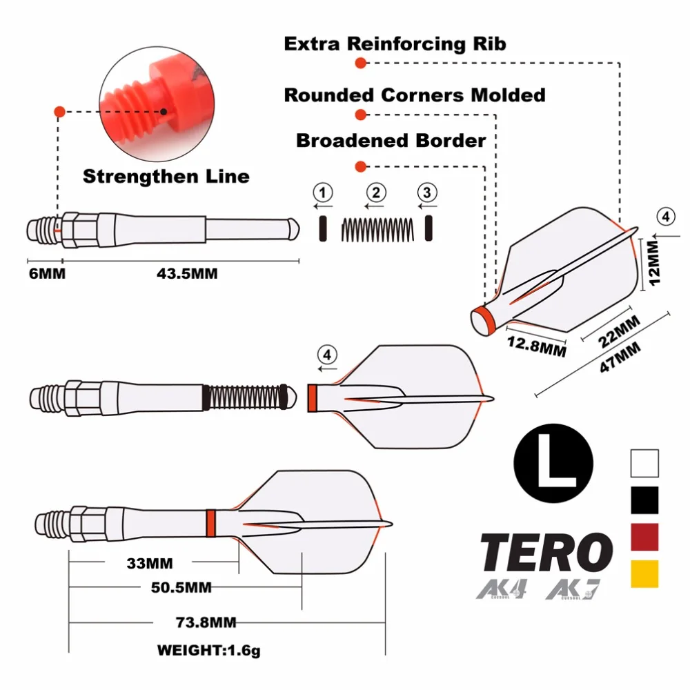 CUESOUL TERO AK4 оперение для Дротика Slim форма, набор из 3 шт