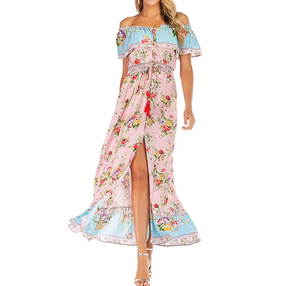 YJSFG HOUS длинный макси шифоновый платье летнее пляжное платье в стиле бохо шифон Длина до пола Вечерние платья сексуальные вечерние Vestidos