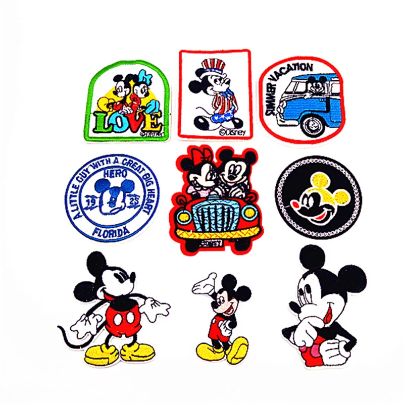 

1Pcs Mickey Minnie Cartoon 3D Circle Embroidered Patch Accessories Appliques Stickers Iron On Patch For Children Clothes Badges