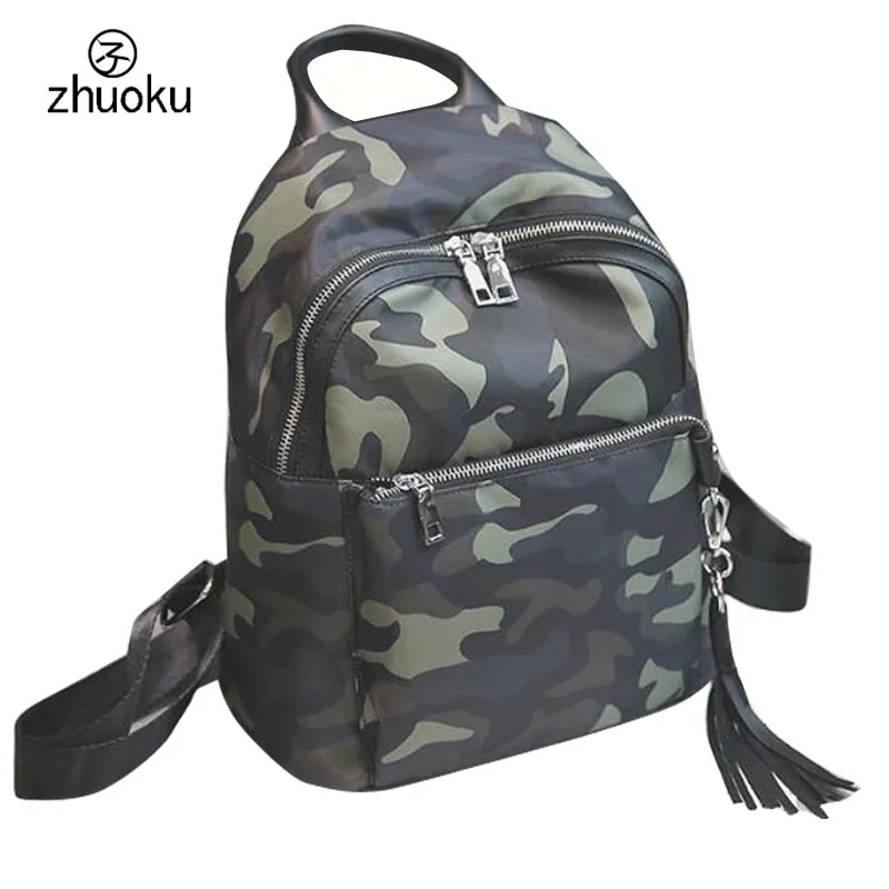 2017 Free shipping Good quality Small Backpack Camouflage nylon Backpack Tassel Rucksack school bags 15 25