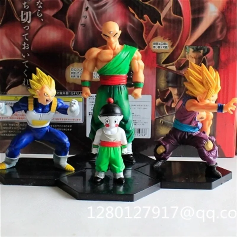 4 Pcs/lot Dragon Ball Z WCF DBZ Vegeta Son Goku Tenshindon Chiaotzu PVC Action Figure Collectible Model Toy OPP 8-15 CM BOX P380 | Игрушки и