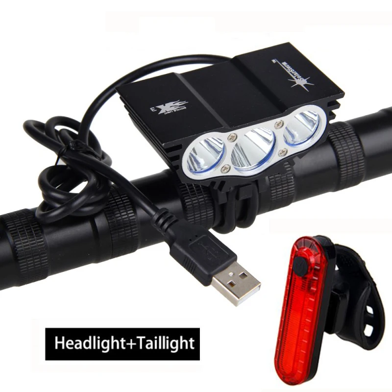 Top USB 10000LM LED Bike Headlamps3XT6  LED Bike Light  Front Handlebar Torch +Rechargeable 4x18650 Battery+Charger 32