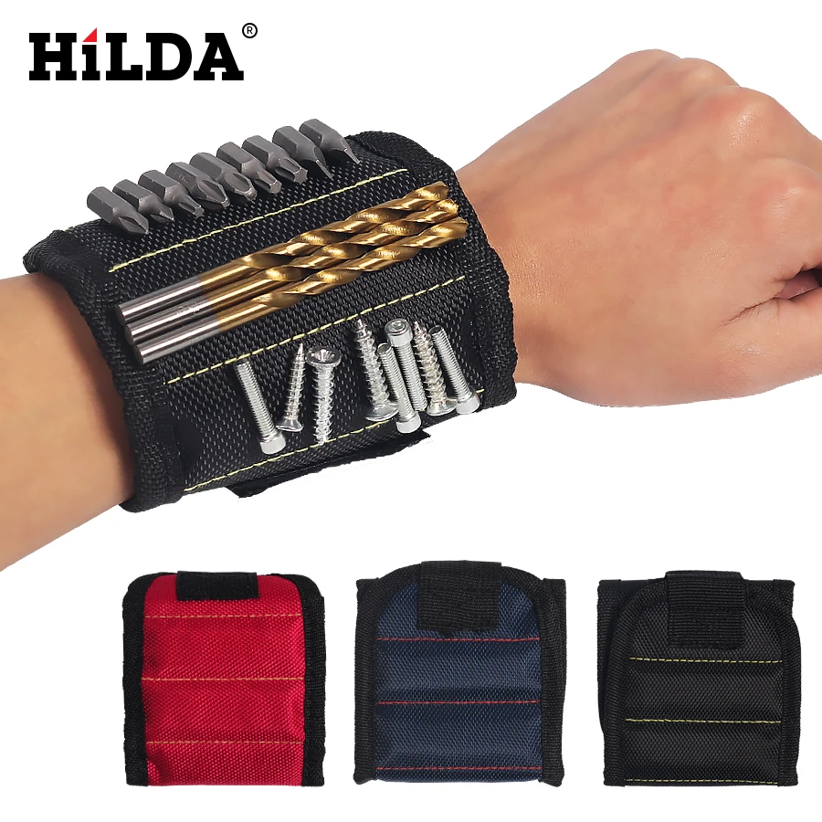 

HILDA 6 Pcs Circle Magnet Wristband Portable Tool Bag Electrician Wrist Tool Belt Screws Drill Bits Holder Repair Tools