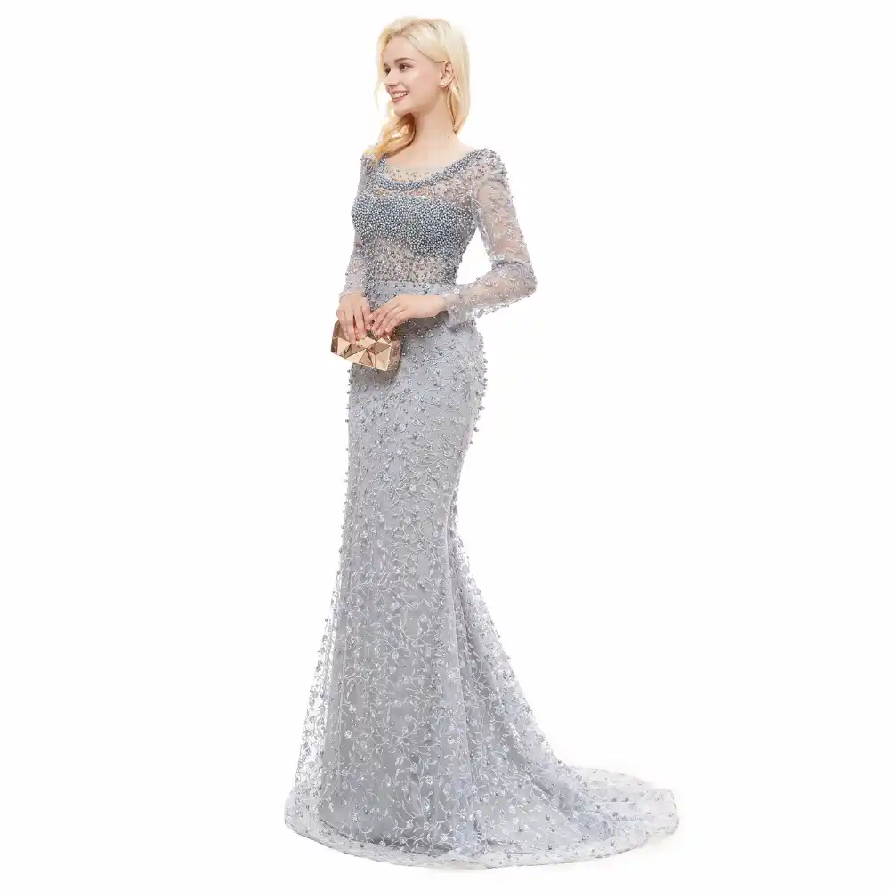 Luxus Langen Ärmeln Spitze Abendkleid 12 Grau Meerjungfrau Voll Perlen Kristall Backless Rosa Formale Prom Abendkleid Abendkleider Luxus Langen Ärmeln Spitze Abendkleid 12 Grau Meerjungfrau Voll Perlen Kristall Backless Rosa Formale Prom Abendkleid Abendkleider