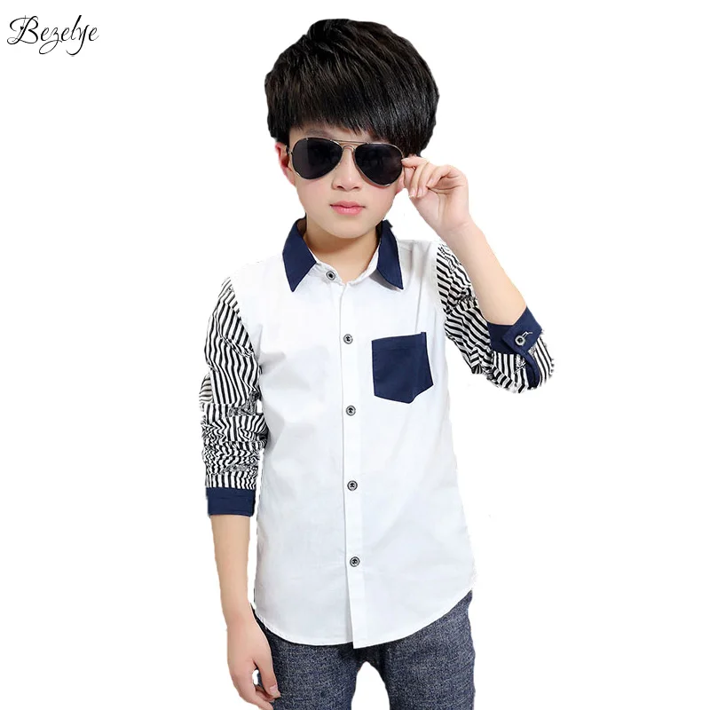 17 Automne Mode Enfants Garcon Chemise Coton Chemises Pour Garcons Version Coreenne Enfants Garcon Chemise Avec Manches Longues Bande Garcon Chemise Aliexpress