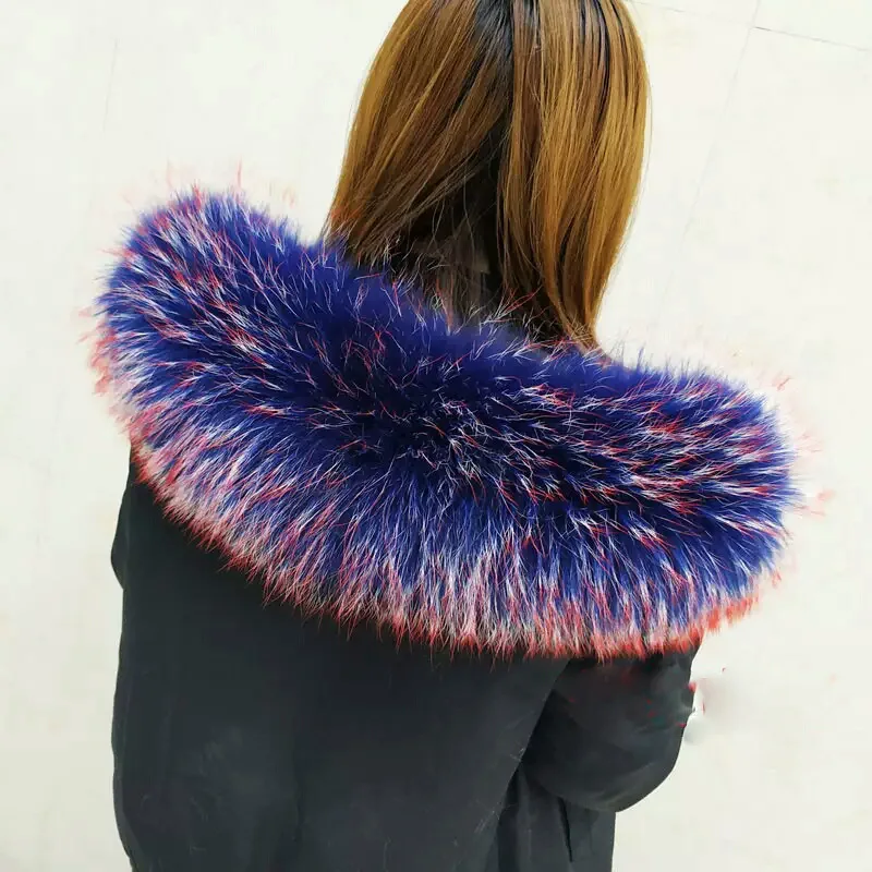 winter new real super big raccoon colorful stars hair collar one hair three colors