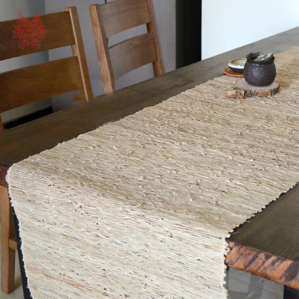 

European vintage beige ramie linen seaving table runners home decor chemin de table tafelloper toalha caminho de mesa SP5238