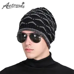 [AETRENDS] 2016 Новинка шляпа плюс толстые бархатные внутри зима теплая шапочка Шапки для Для мужчин шапочки капот Z-3907