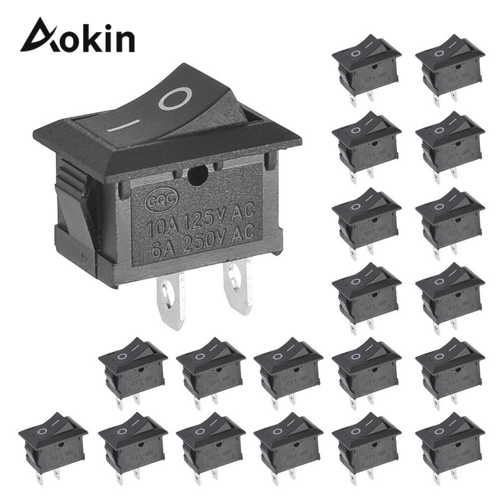 10PCS Switch ON-OFF KCD1 15*21mm 2pin Ship Type 6A 250V 10A 125V 15X21 Rocker power switch black New | Электронные компоненты и
