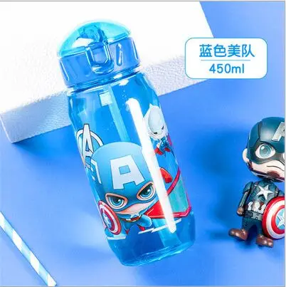 Экологичные детские бутылки для питьевой воды с героями мультфильмов, без бисфенола, пластиковая соломенная бутылка, детская бутылка, детский чайник, Спортивная бутылка - Цвет: 1