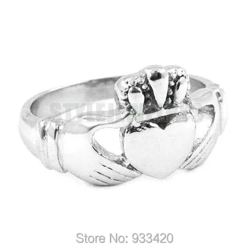 Claddagh стиль рука держать сердце с короной кольцо из нержавеющей стали ювелирные