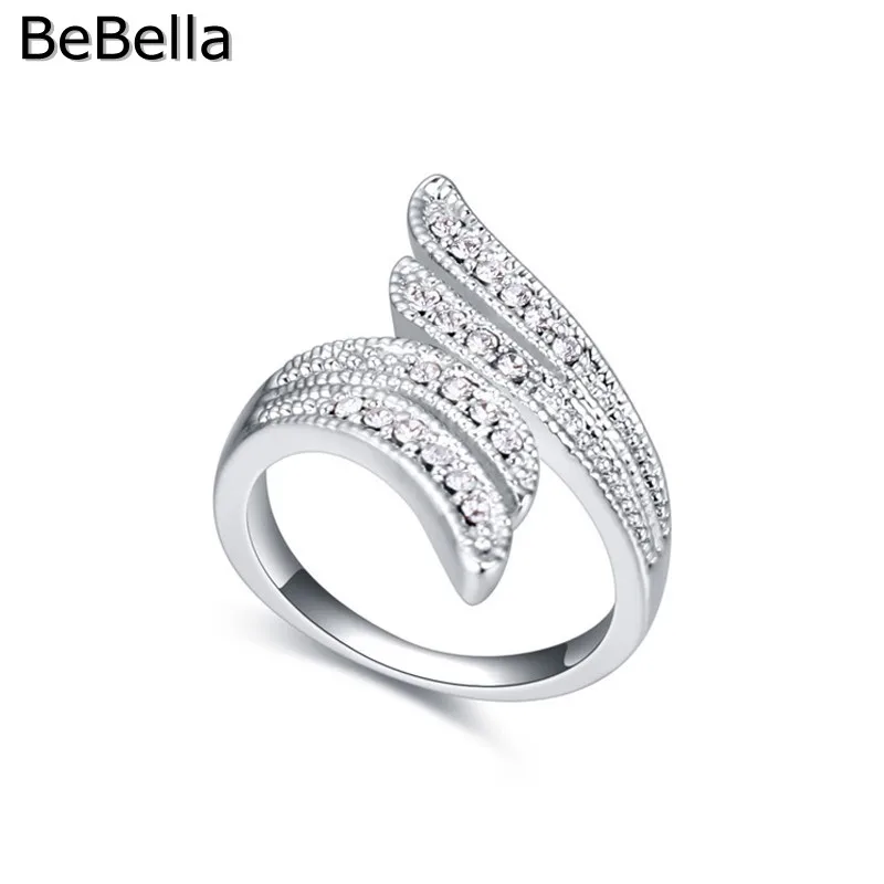 

BeBella 5 colors leaf shape crystal ring for party made with genuine Czech crystal for womengirfriend's gift