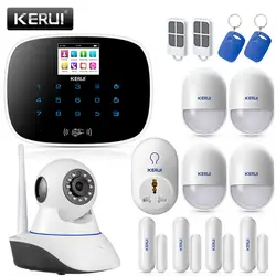KERUI Русский Английский GSM сигнализация беспроводная сенсорная клавиатура домашний контроль безопасности с беспроводной ip-камерой Wifi умная