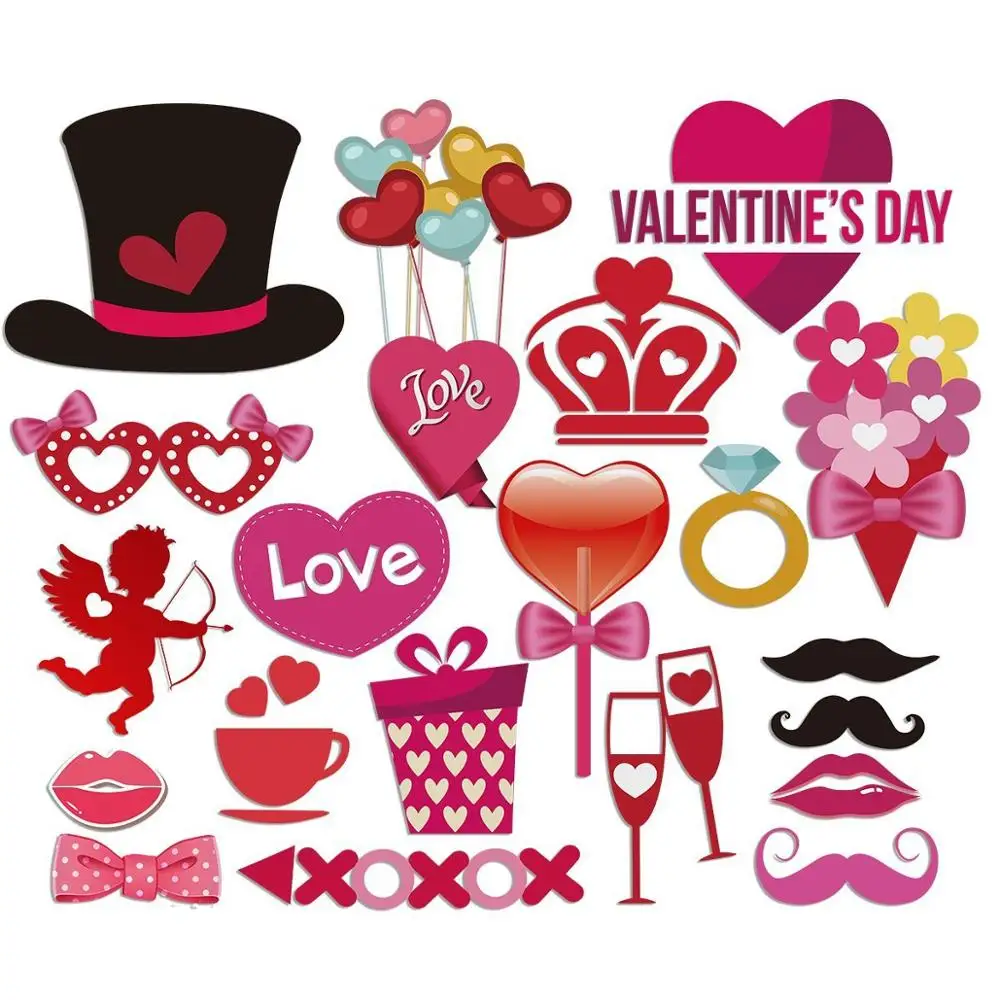 

Valentine's Day Photo Props Happy Wedding Party Decoration Photobooth Props 2019 LOVE Bride Groom Creative Funny Paper Beard