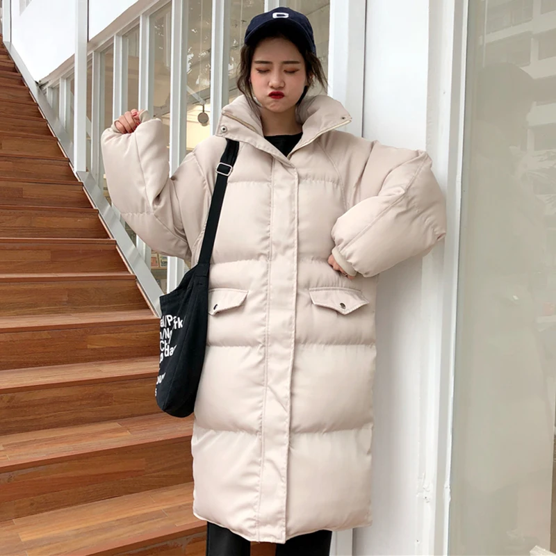 

2019 Winter Women's Down Cotton long Padded Jacket Women Wadded Jackets Warm Coat Parka Bread Style Outwear Coats For 40-65 kg