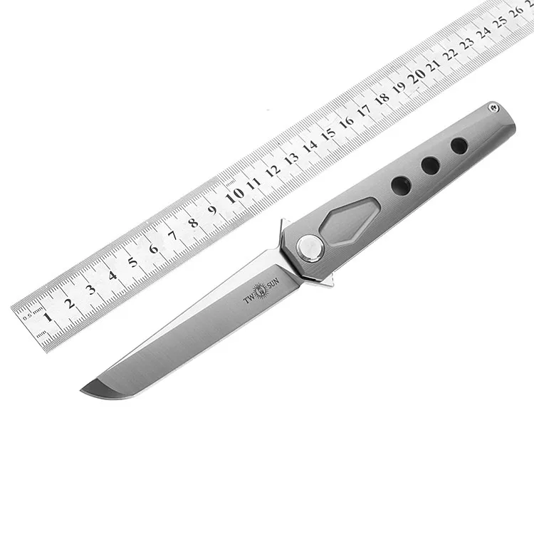 

TWO SUN TS44 Flipper ball brearing folding knife D2 blade outdoor Survival EDC Tools titanium camping hunting Pocket knives